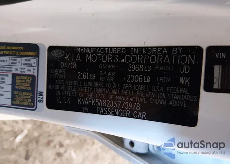 2018 Kia Forte Lx из США, поврежденный, VIN KNAFK5A82J5773978